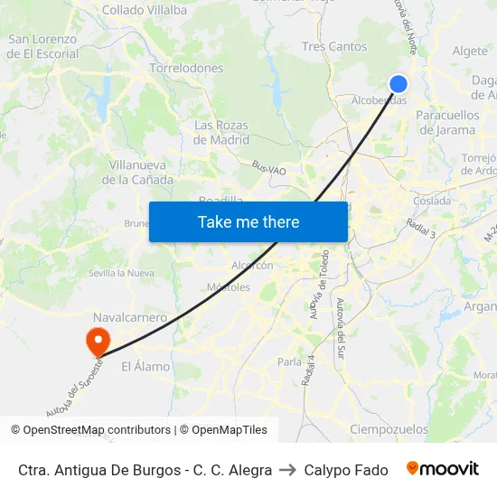Ctra. Antigua De Burgos - C. C. Alegra to Calypo Fado map