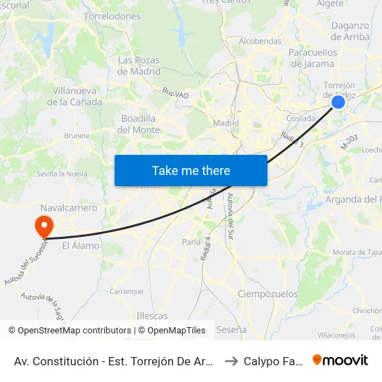 Av. Constitución - Est. Torrejón De Ardoz to Calypo Fado map