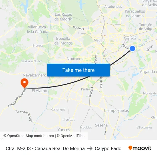 Ctra. M-203 - Cañada Real De Merina to Calypo Fado map