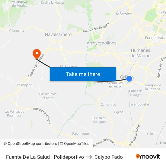 Fuente De La Salud - Polideportivo to Calypo Fado map