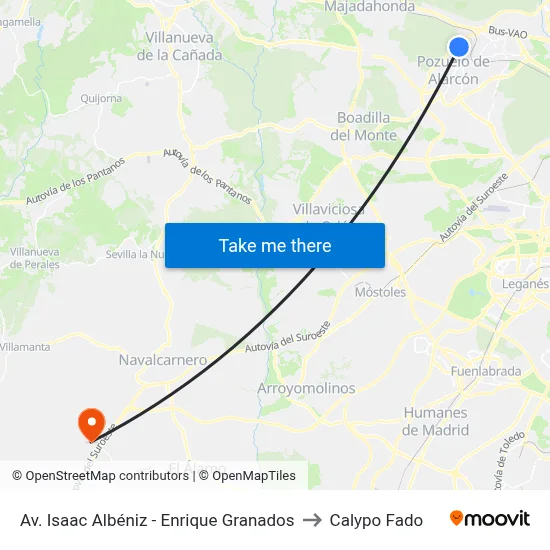 Av. Isaac Albéniz - Enrique Granados to Calypo Fado map