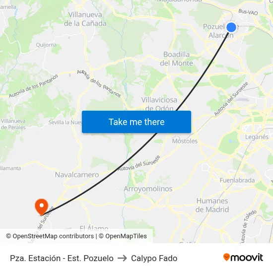 Pza. Estación - Est. Pozuelo to Calypo Fado map