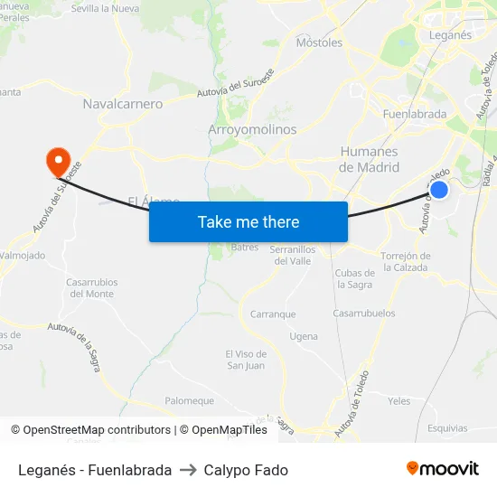 Leganés - Fuenlabrada to Calypo Fado map