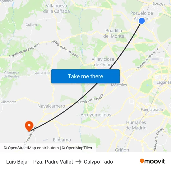 Luis Béjar - Pza. Padre Vallet to Calypo Fado map