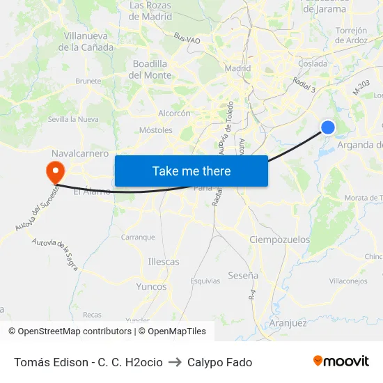 Tomás Edison - C. C. H2ocio to Calypo Fado map
