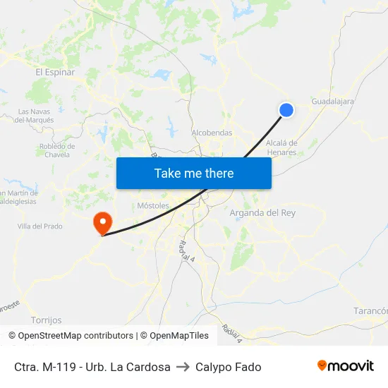 Ctra. M-119 - Urb. La Cardosa to Calypo Fado map