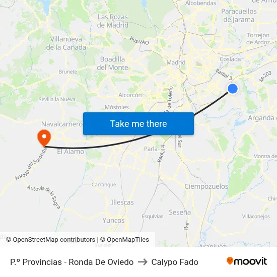 P.º Provincias - Ronda De Oviedo to Calypo Fado map
