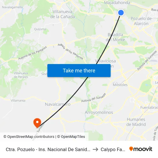 Ctra. Pozuelo - Ins. Nacional De Sanidad to Calypo Fado map