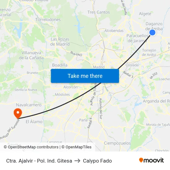 Ctra. Ajalvir - Pol. Ind. Gitesa to Calypo Fado map