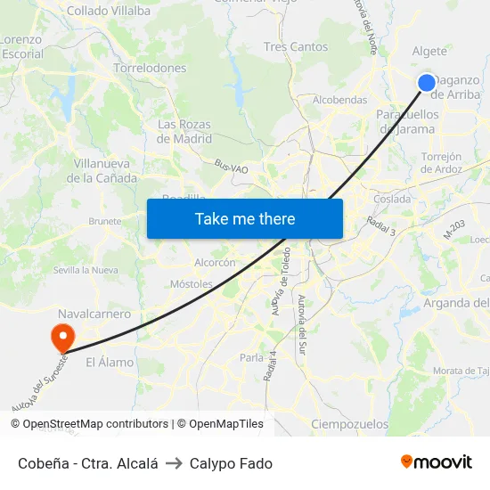 Cobeña - Ctra. Alcalá to Calypo Fado map