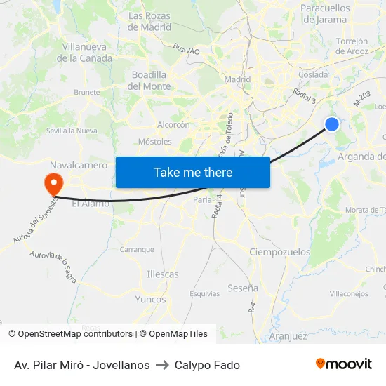 Av. Pilar Miró - Jovellanos to Calypo Fado map
