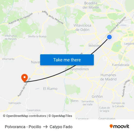 Polvoranca - Pocillo to Calypo Fado map