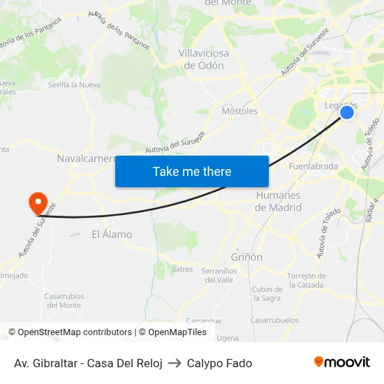 Av. Gibraltar - Casa Del Reloj to Calypo Fado map