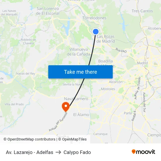 Av. Lazarejo - Adelfas to Calypo Fado map