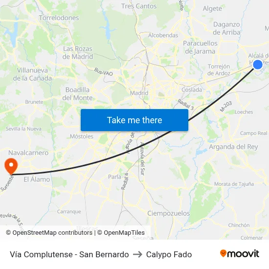 Vía Complutense - San Bernardo to Calypo Fado map