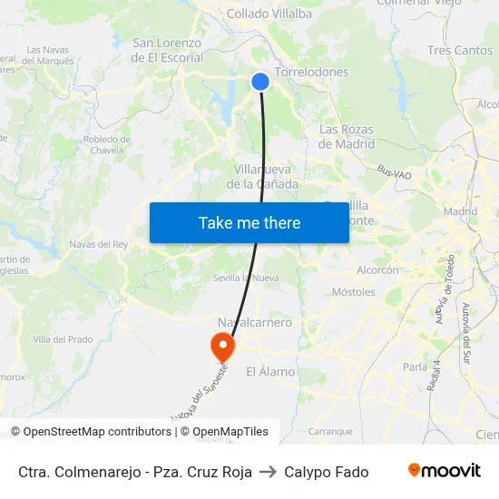 Ctra. Colmenarejo - Pza. Cruz Roja to Calypo Fado map