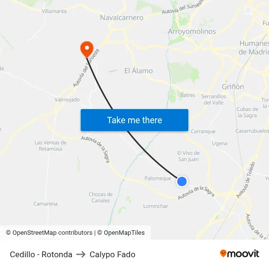 Cedillo - Rotonda to Calypo Fado map