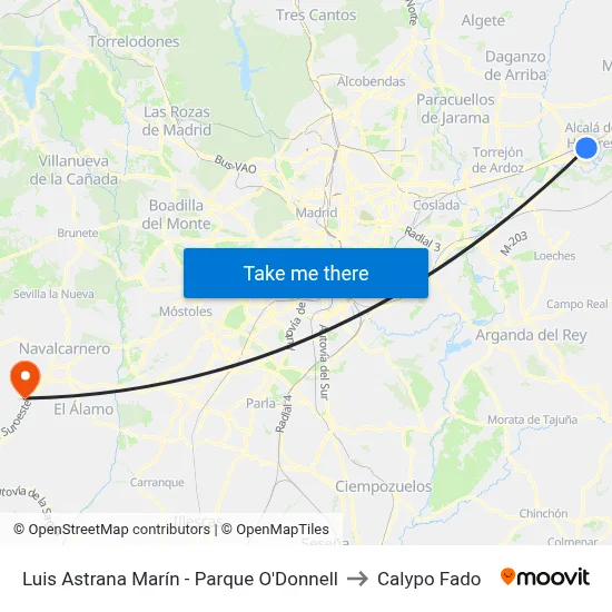Luis Astrana Marín - Parque O'Donnell to Calypo Fado map