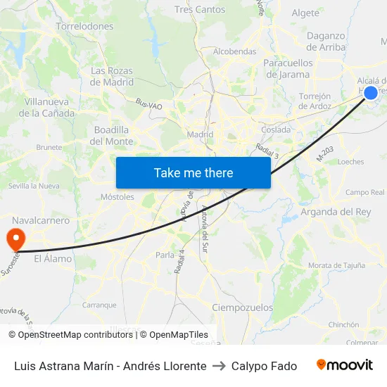 Luis Astrana Marín - Andrés Llorente to Calypo Fado map