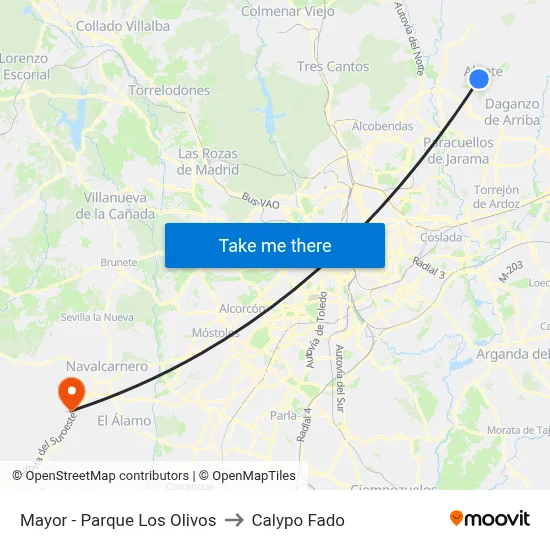 Mayor - Parque Los Olivos to Calypo Fado map