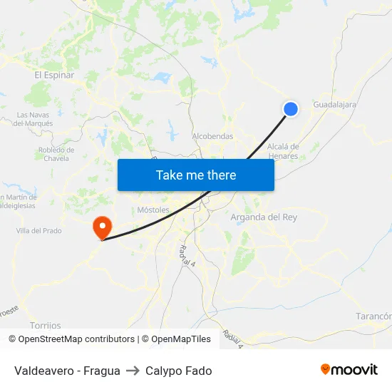 Valdeavero - Fragua to Calypo Fado map