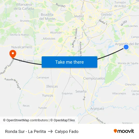 Ronda Sur - La Perlita to Calypo Fado map