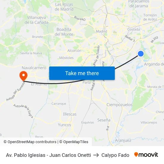 Av. Pablo Iglesias - Juan Carlos Onetti to Calypo Fado map
