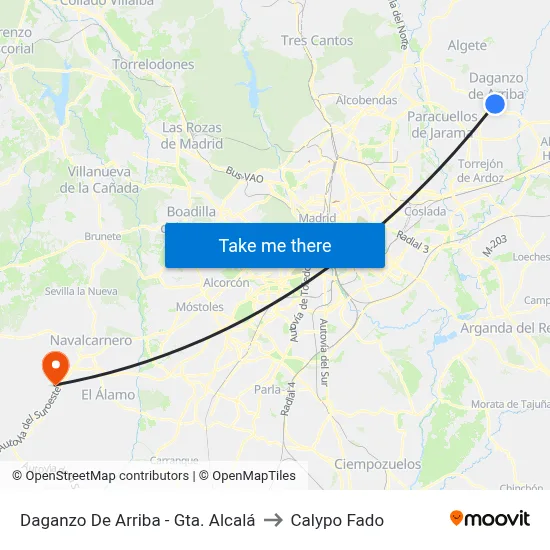 Daganzo De Arriba - Gta. Alcalá to Calypo Fado map