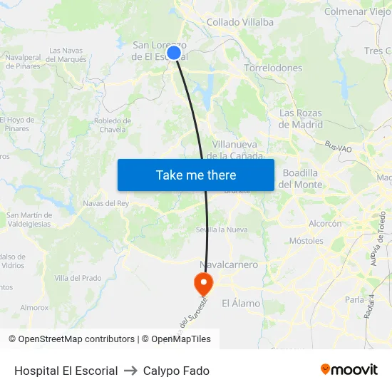 Hospital El Escorial to Calypo Fado map