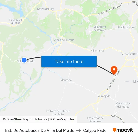 Est. De Autobuses De Villa Del Prado to Calypo Fado map
