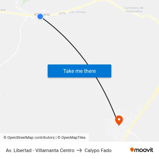 Av. Libertad - Villamanta Centro to Calypo Fado map