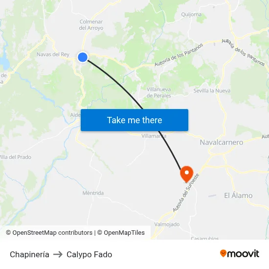 Chapinería to Calypo Fado map