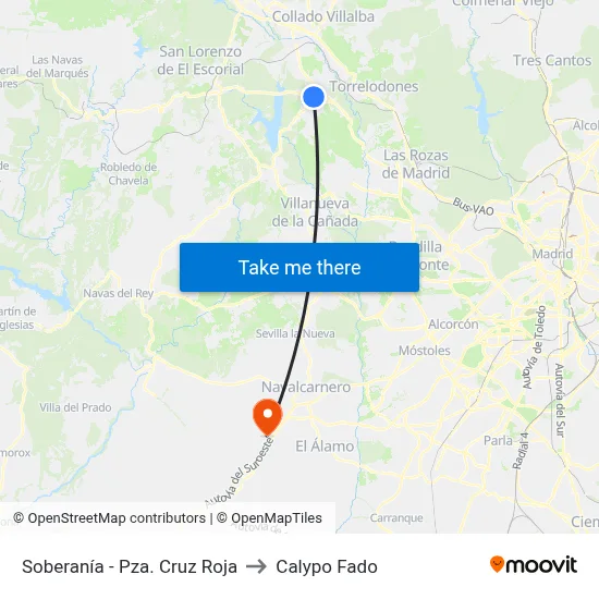 Soberanía - Pza. Cruz Roja to Calypo Fado map