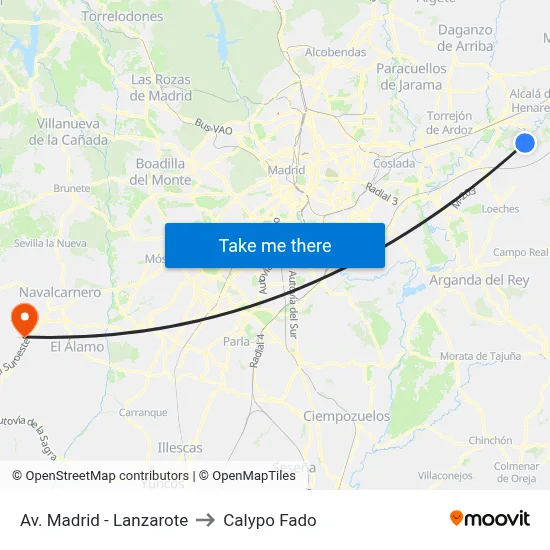 Av. Madrid - Lanzarote to Calypo Fado map