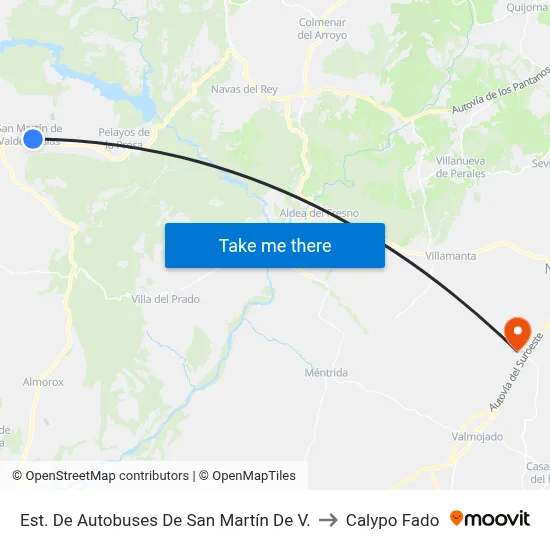 Est. De Autobuses De San Martín De V. to Calypo Fado map