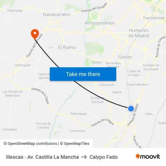 Illescas - Av. Castilla La Mancha to Calypo Fado map