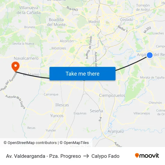 Av. Valdearganda - Pza. Progreso to Calypo Fado map