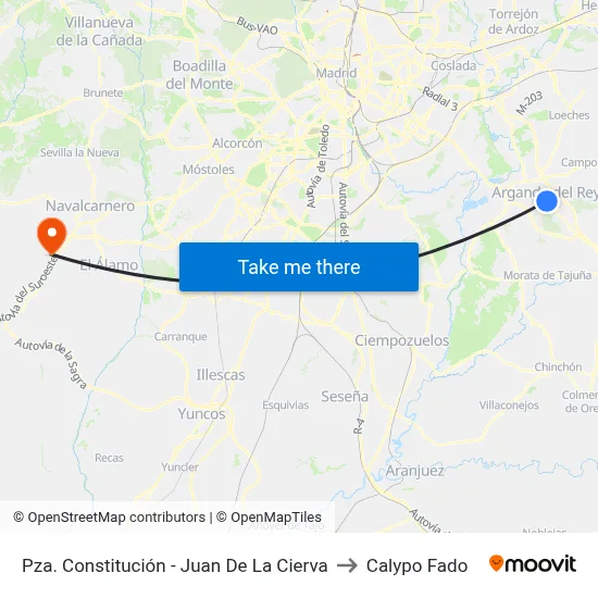 Pza. Constitución - Juan De La Cierva to Calypo Fado map