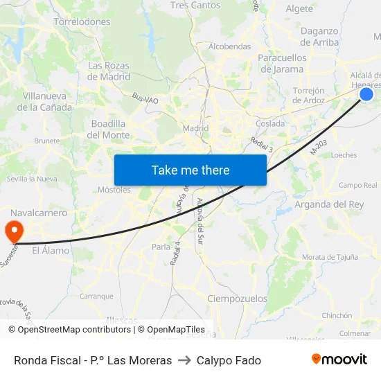 Ronda Fiscal - P.º Las Moreras to Calypo Fado map