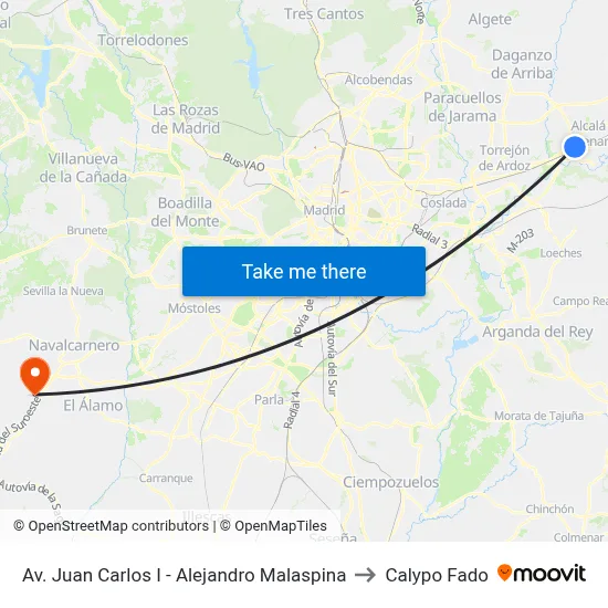 Av. Juan Carlos I - Alejandro Malaspina to Calypo Fado map