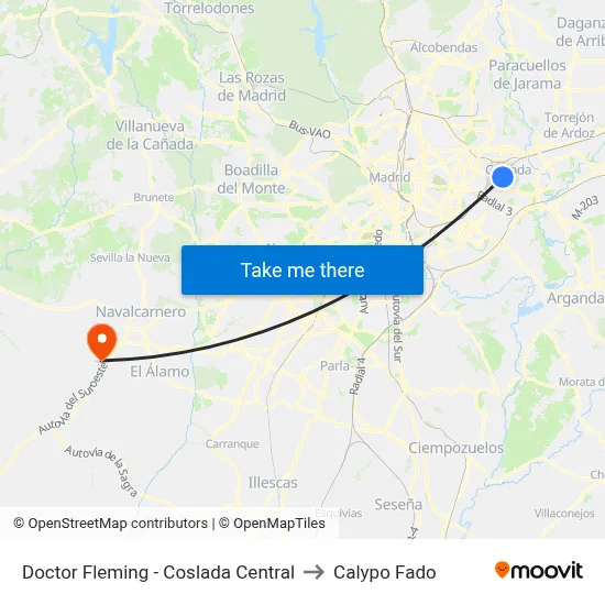 Doctor Fleming - Coslada Central to Calypo Fado map