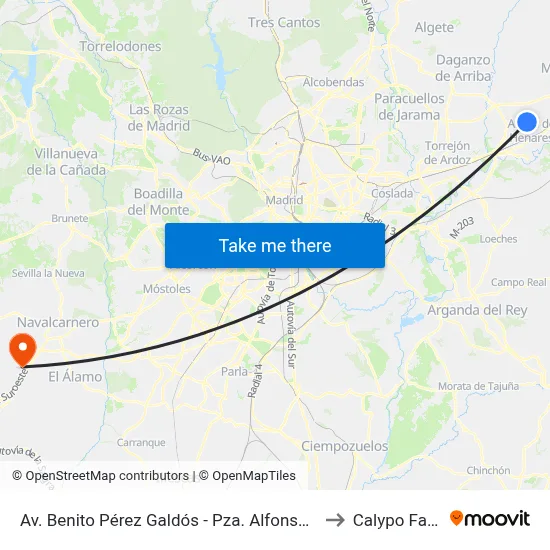 Av. Benito Pérez Galdós - Pza. Alfonso XII to Calypo Fado map