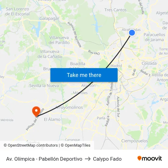 Av. Olímpica - Pabellón Deportivo to Calypo Fado map