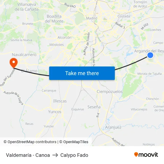 Valdemaría - Canoa to Calypo Fado map