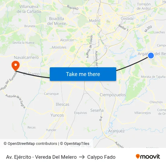 Av. Ejército - Vereda Del Melero to Calypo Fado map