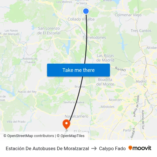 Estación De Autobuses De Moralzarzal to Calypo Fado map