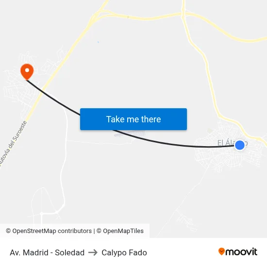 Av. Madrid - Soledad to Calypo Fado map
