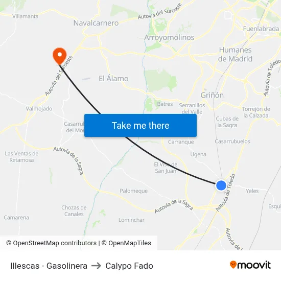 Illescas - Gasolinera to Calypo Fado map