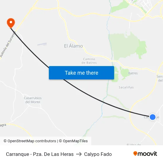 Carranque - Pza. De Las Heras to Calypo Fado map