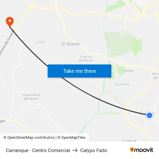Carranque - Centro Comercial to Calypo Fado map